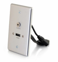 Cables To Go HDMI® and 3.5mm Audio Pass Through Single Gang Wall Plate - Brushed Aluminum - CG39871