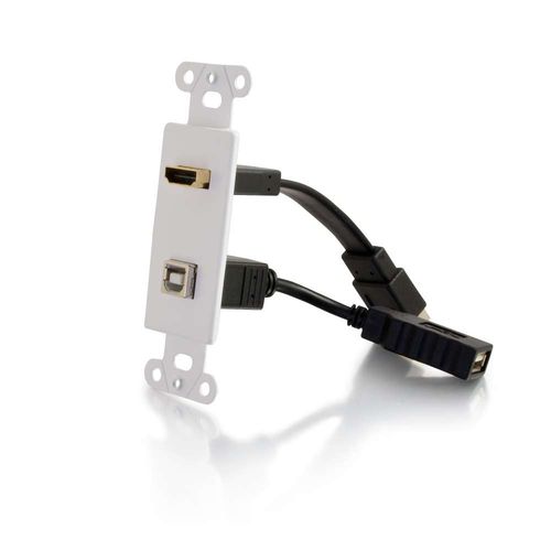 Cables To Go HDMI and USB Pass Through Decora Style Wall Plate - White - 39702