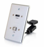 Cables To Go HDMI® and USB Pass Through Single Gang Wall Plate - Brushed Aluminum - CG39874