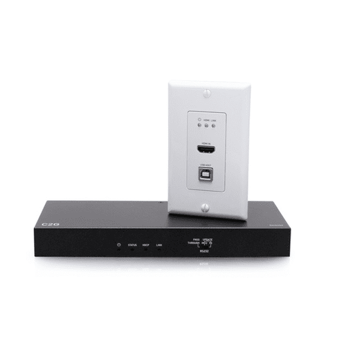 Cables To Go HDMI® HDBaseT + USB-B to A and RS232 Over Cat Extender Single Gang Wall Plate Transmitter to Box Receiver - 4K 60Hz (TAA compliant) - C2G31030