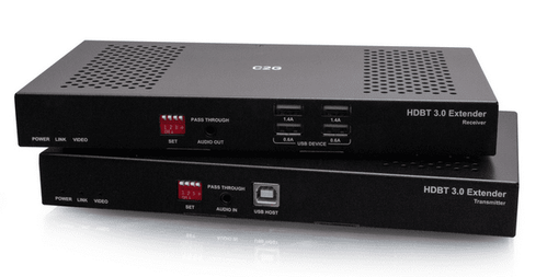 Cables To Go HDMI HDBaseT + USB-B to A + RS232 Over Cat Extender Box TX to Box RX (18Gbps) 4K 60Hz up to 328ft - C2G30055