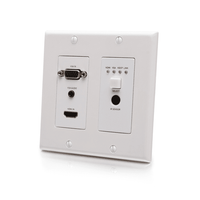 Cables To Go HDMI® HDBaseT + VGA , 3.5mm, RS232, and IR over Cat Extender Dual Gang Wall Plate Transmitter - 4K 60Hz - C2G31017