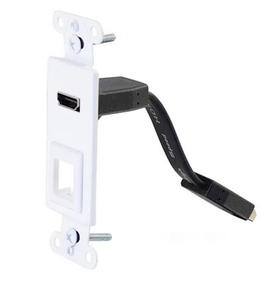 Cables To Go HDMI Pass Through Decorative Wall Plate with One Keystone - White - CG39711