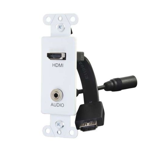 Cables To Go HDMI&reg; and 3.5mm Audio Pass Through Decorative Wall Plate - White - 39872