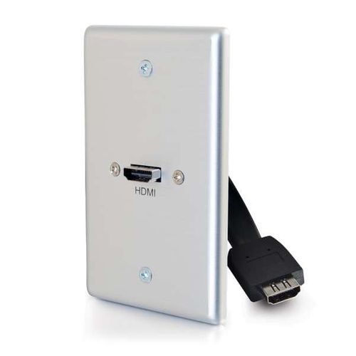 Cables To Go HDMI® Pass Through Single Gang Wall Plate - Brushed Aluminum - 39870