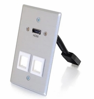 Cables To Go HDMI&reg; Pass Through Single Gang Wall Plate with Two Keystones - Aluminum - 60160