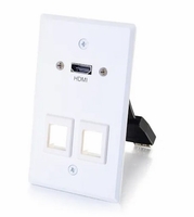 Cables To Go HDMI&reg; Pass Through Single Gang Wall Plate with Two Keystones - White - 60161
