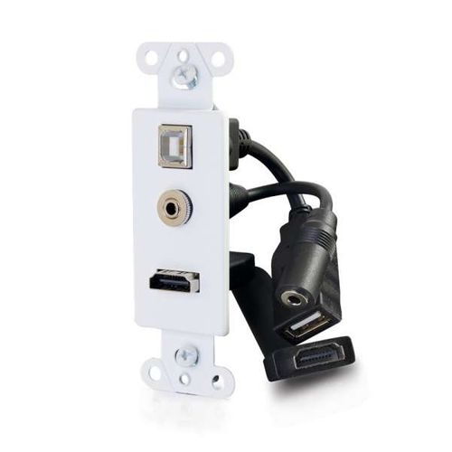 Cables To Go HDMI&reg;, USB and 3.5mm Audio Pass Through Decorative Wall Plate - White - 39873