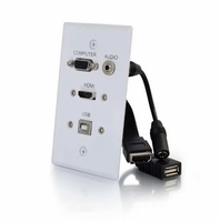 Cables To Go HDMI, VGA, 3.5mm Audio and USB Pass Through Single Gang Wall Plate - White - CG39706