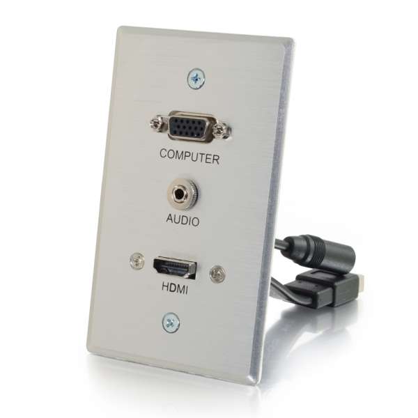 Cables To Go HDMI, VGA + 3.5mm Pass Through Single Gang Wall Plate