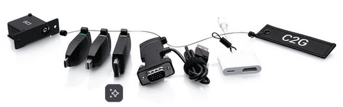 Cables To Go Retractable Table Box Mount 4K HDMI® Adapter Ring with Color Coded Mini DisplayPort™, DisplayPort, USB-C®, Lightning, and VGA - C2G29893