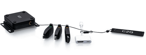 Cables To Go Retractable Universal Mount 4K HDMI® Adapter Ring with Color Coded Mini DisplayPort™, DisplayPort, USB-C®, and Lightning - C2G29890