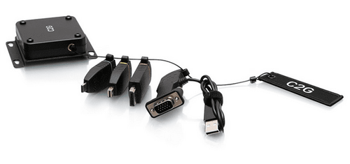 Cables To Go Retractable Universal Mount 4K HDMI® Adapter Ring with Color Coded Mini DisplayPort™, DisplayPort, USB-C®, and VGA - C2G29892