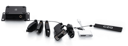 Cables To Go Retractable Universal Mount 4K HDMI® Adapter Ring with Color Coded Mini DisplayPort™, DisplayPort, USB-C®, Lightning, and VGA - C2G29891