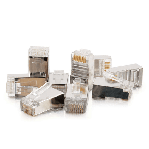 Cables To Go RJ45 Shielded Cat5e Modular Plug (with Load Bar) for Round Solid or Stranded Cable 50 Pack - CG27578