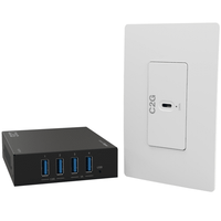 Cables To Go Superbooster® 1-Port USB over Cat6a Wall Plate to 4-Port USB-Box Extender Kit - USB 3.2 Gen1 (5Gbps) - C2G54269