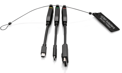 Cables To Go Universal 4K HDMI® Dongle Adapter Ring including Color Coded Mini DisplayPort™, DisplayPort, and USB-C® Adapters with Antimicrobial Technology - C2G29994