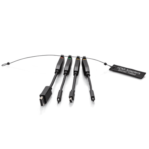 Cables To Go Universal 4K HDMI® Dongle Adapter Ring including Color Coded Mini DisplayPort™, DisplayPort, USB-C®, and Micro HDMI Adapters with Antimicrobial Technology - C2G30281