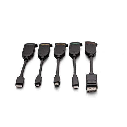 Cables To Go Universal 4K HDMI® Dongle Adapter Ring including Color Coded Mini DisplayPort™, DisplayPort, USB-C®, Mini HDMI, and Micro HDMI Adapters with Antimicrobial Technology - C2G30279