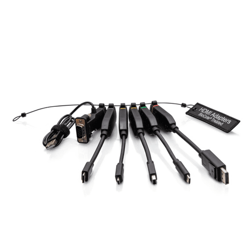 Cables To Go Universal 4K HDMI® Dongle Adapter Ring including Color Coded Mini DisplayPort™, DisplayPort, USB-C®, Mini HDMI, Micro HDMI, and VGA Adapters with Antimicrobial Technology - C2G30278