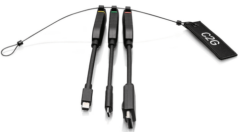 Cables To Go Universal 4K HDMI® Dongle Adapter Ring with Color Coded Mini DisplayPort™, DisplayPort, and USB-C® - C2G30028