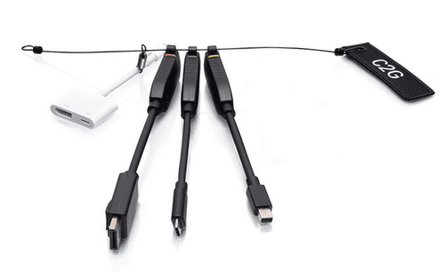 Cables To Go Universal 4K HDMI® Dongle Adapter Ring with Color Coded Mini DisplayPort™, DisplayPort, USB-C®, and Lightning - C2G30041