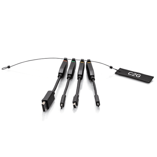 Cables To Go Universal 4K HDMI® Dongle Adapter Ring with Color Coded Mini DisplayPort™, DisplayPort, USB-C®, and Micro HDMI - C2G30288