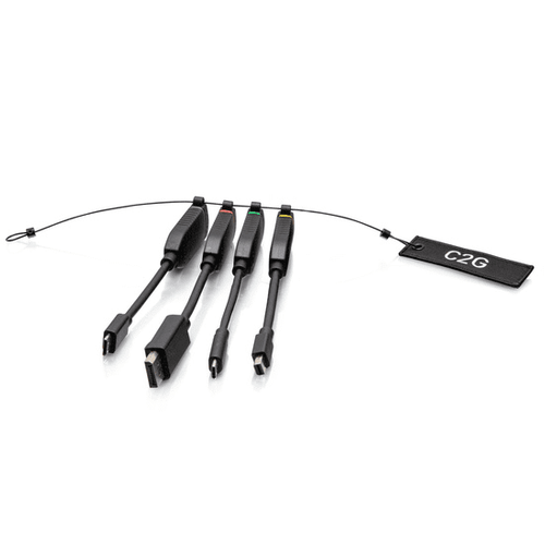 Cables To Go Universal 4K HDMI® Dongle Adapter Ring with Color Coded Mini DisplayPort™, DisplayPort, USB-C®, and Mini HDMI - C2G30289