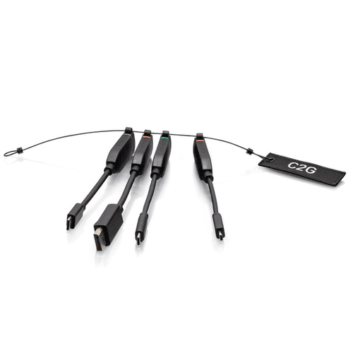 Cables To Go Universal 4K HDMI® Dongle Adapter Ring with Color Coded Mini DisplayPort™, DisplayPort, USB-C®, Lightning, VGA, Mini HDMI, Micro HDMI, and USB-A Male to USB-C Female - C2G30292