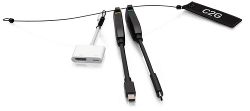 Cables To Go Universal 4K HDMI® Dongle Adapter Ring with Color Coded Mini DisplayPort™, USB-C®, and Lightning - C2G30045