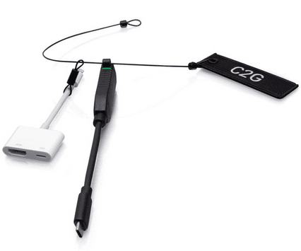 Cables To Go Universal 4K HDMI® Dongle Adapter Ring with Color Coded USB-C® and Lightning - C2G30051