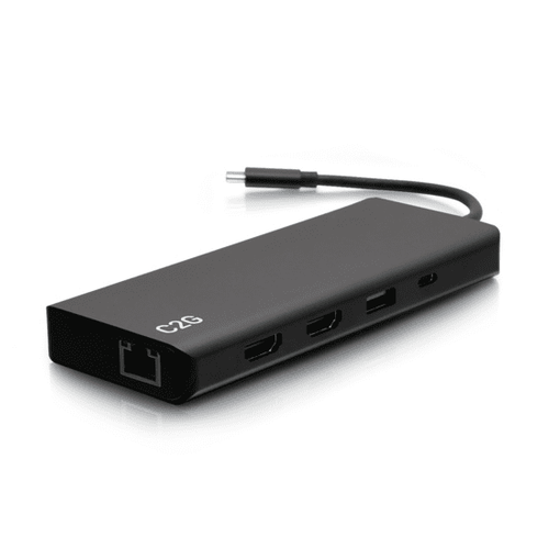 Cables To Go USB-C® 9-in-1 Dual Display Docking Station with 60W Power Supply, HDMI®, Ethernet, USB, 3.5mm Audio and Power Delivery up to 60W - 4K 30Hz (TAA Compliant) - C2G54487