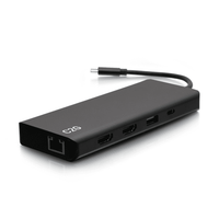 Cables To Go USB-C® 9-in-1 Dual Display Docking Station with 60W Power Supply, HDMI®, Ethernet, USB, 3.5mm Audio and Power Delivery up to 60W - 4K 30Hz (TAA Compliant) - C2G54487