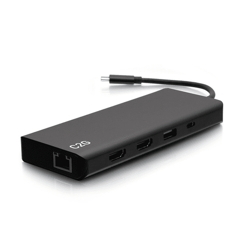 Cables To Go USB-C® 9-in-1 Dual Display Docking Station with HDMI®, Ethernet, USB, 3.5mm Audio and Power Delivery up to 60W - 4K 30Hz (TAA Compliant) - C2G54488