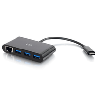 Cables To Go USB-C® to Ethernet Adapter with 3-Port USB Hub - Black - CG29747