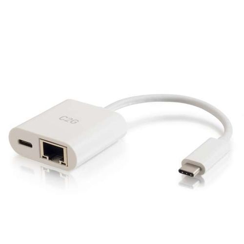 Cables To Go USB-C to Ethernet Adapter with Power Delivery - White - 29748