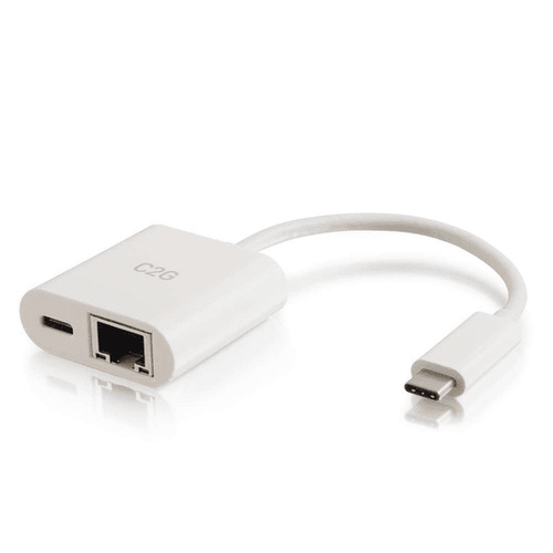 Cables To Go USB-C® to Ethernet Multiport Adapter with Power Delivery up to 60W - White - CG29748