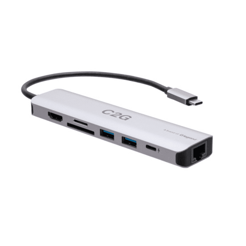 Cables To Go USB-C® to HDMI®, USB-A, SD Card Reader, Ethernet, and USB-C® Mini Docking Station – 4K 60Hz - Gray - C2G58888