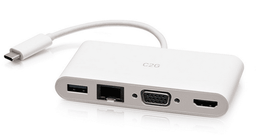 Cables To Go USB-C® to HDMI®, VGA, USB-A, and RJ45 Multiport Adapter - 4K 30Hz - White - C2G29829