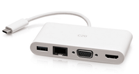 Cables To Go USB-C® to HDMI®, VGA, USB-A, and RJ45 Multiport Adapter - 4K 30Hz - White - C2G29829
