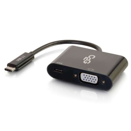 Cables To Go USB-C To VGA Video Adapter Converter With Power Delivery - Black - 29533