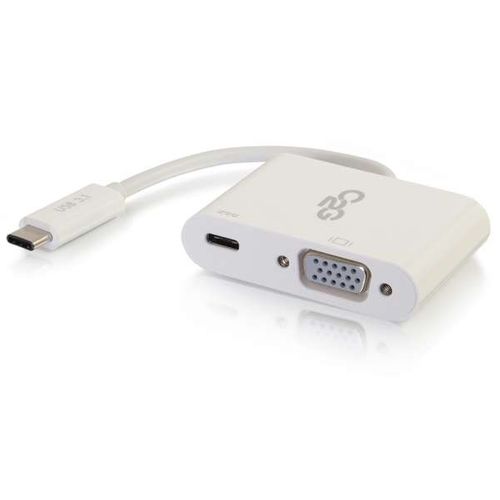 Cables To Go USB-C To VGA Video Adapter Converter With Power Delivery - White - 29534