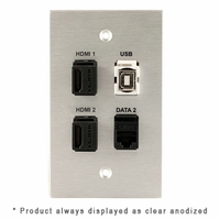 Covid Cables 1-Gang, (2) HDMI Key, USB 2.0 BA, RJ45-CAT6, BA W1410F-BA