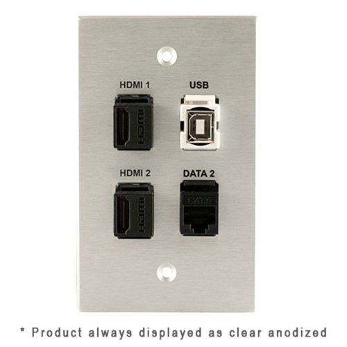 Covid Cables 1-Gang, (2) HDMI Key, USB 2.0 BA, RJ45-CAT6, CA W1410F-CA