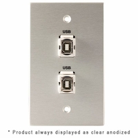 Covid Cables 1-Gang, (2) Keystone USB-2-BA, Clear Anod W1232F-CA