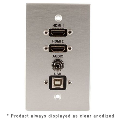 Covid Cables 1-Gang, HDMI Female (2), USB BA, 3.5mm, Black Anod W1403F-BA