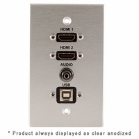 Covid Cables 1-Gang, HDMI Female (2), USB BA, 3.5mm, White W1403F-W