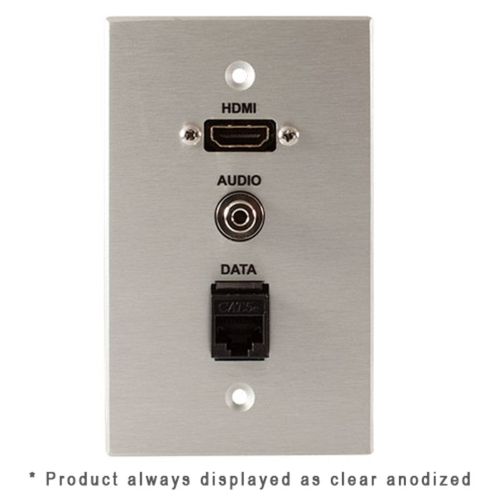 Covid Cables 1-Gang, HDMI Female, 3.5mm, RJ45-CAT5, Blk Anod W1307F-BA