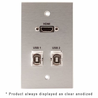 Covid Cables 1-Gang, HDMI Pigtail, (2) Keystone USB-2-BA, WH W1332M-W