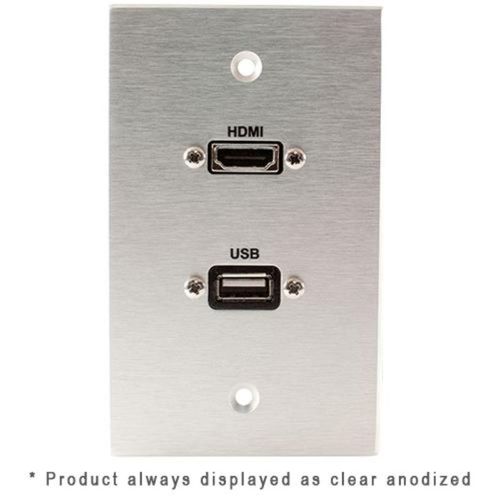 Covid Cables 1-Gang, HDMI Pigtail, USB AA Pigtail, Clear Anod W1219P-CA